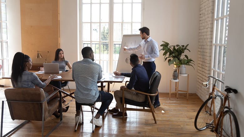businessman giving presentation