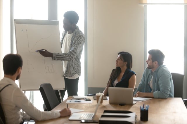 employee giving a presentation