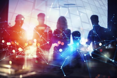 people in a futuristic setting