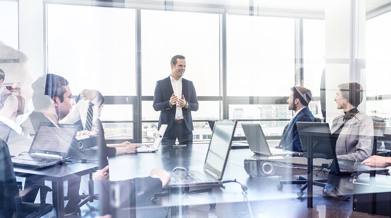 businessman presenting during a meeting