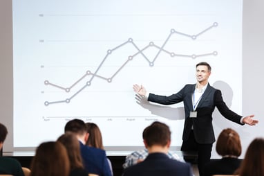 businessman presenting results