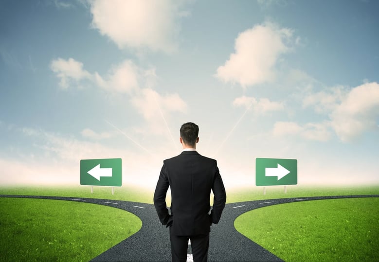 fork in the road, choosing a path, job change