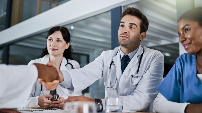 healthcare team hosting a panel interview