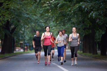 people group jogging, runners team on morning  training