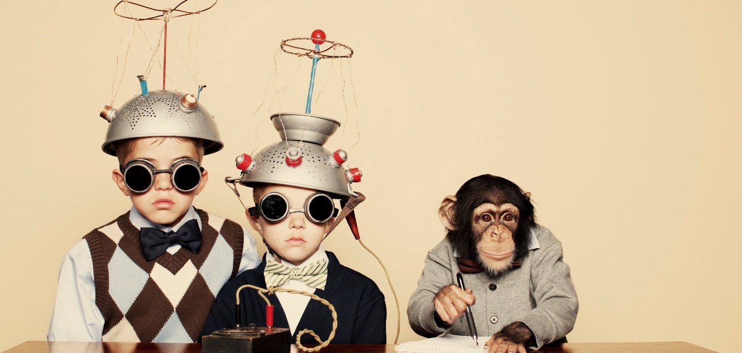 Kids and a monkey