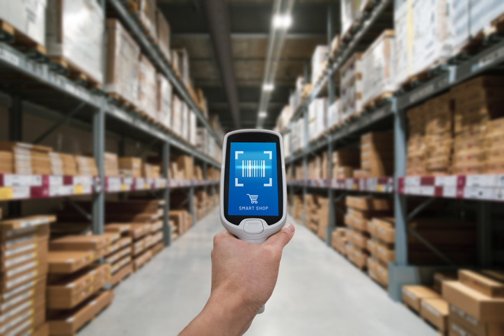 barcode scanner in a warehouse