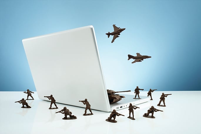 army men on computer
